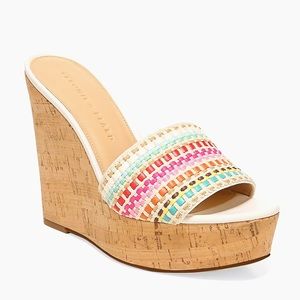 Veronica Beard Dali Raffia Wedge Sandals NWOT